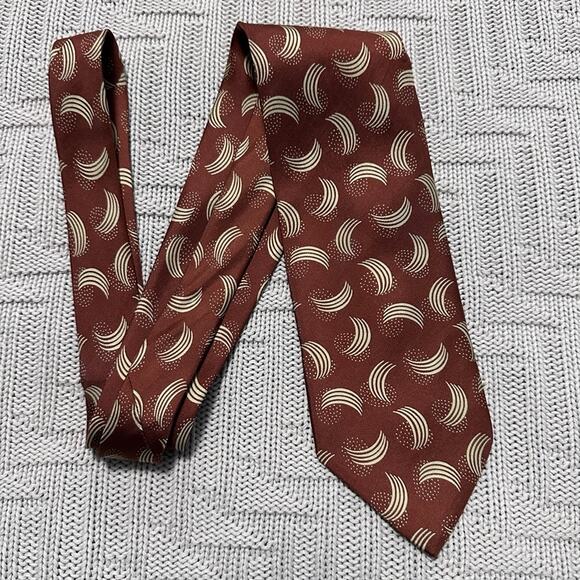 Vintage Fendi bronze brown abstract Italian silk luxury tie - Picture 1 of 5